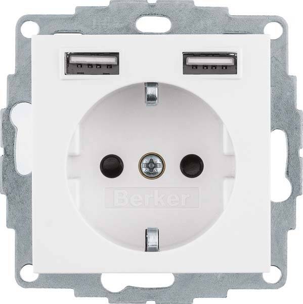 4011334510529 - 48031909 48031909 S1 B3 B7 Schuko-Steckdose USB polarweiß matt 48031909 4011334510529