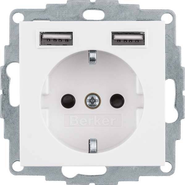 Berker Steckdose SCHUKO/USB Q.x 48036089 polarw.samt