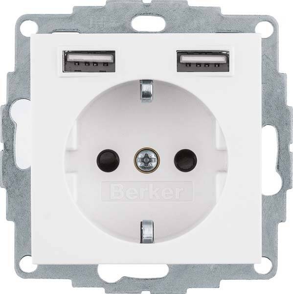 4011334510611 - Berker Steckdose SCHUKO USB S1 48038989 polarweiß gl