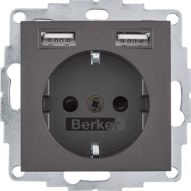 Berker Steckdose SCHUKO/USB B.3 48031606 anthrazit matt