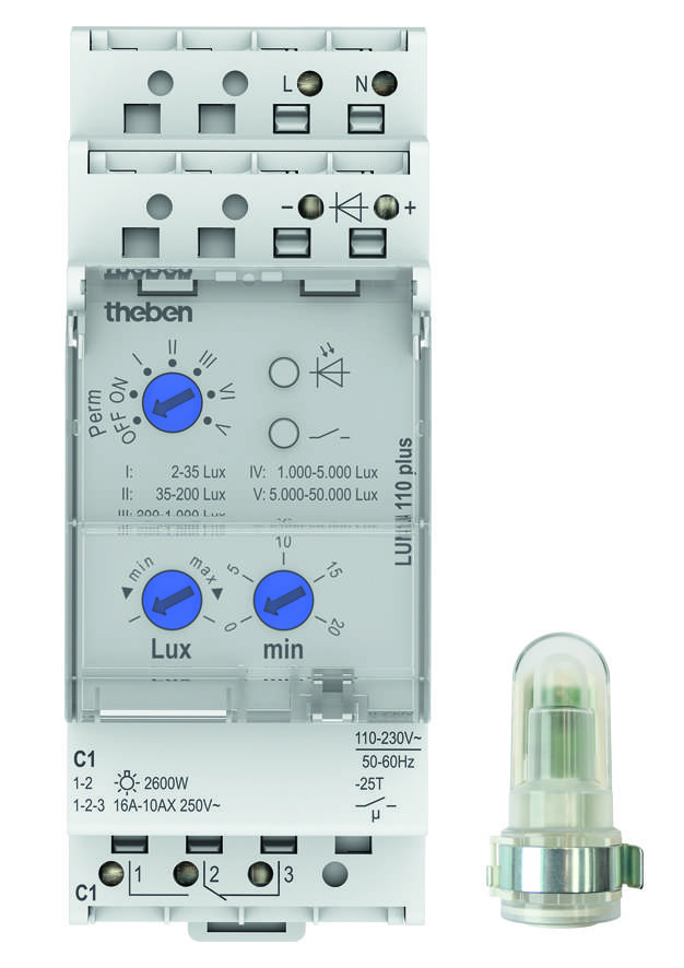 4003468110027 - THEB Dämmerungsschalter LUNA110plusAL 2-50000lx 0-20min 1K Aufbaulichtsensor