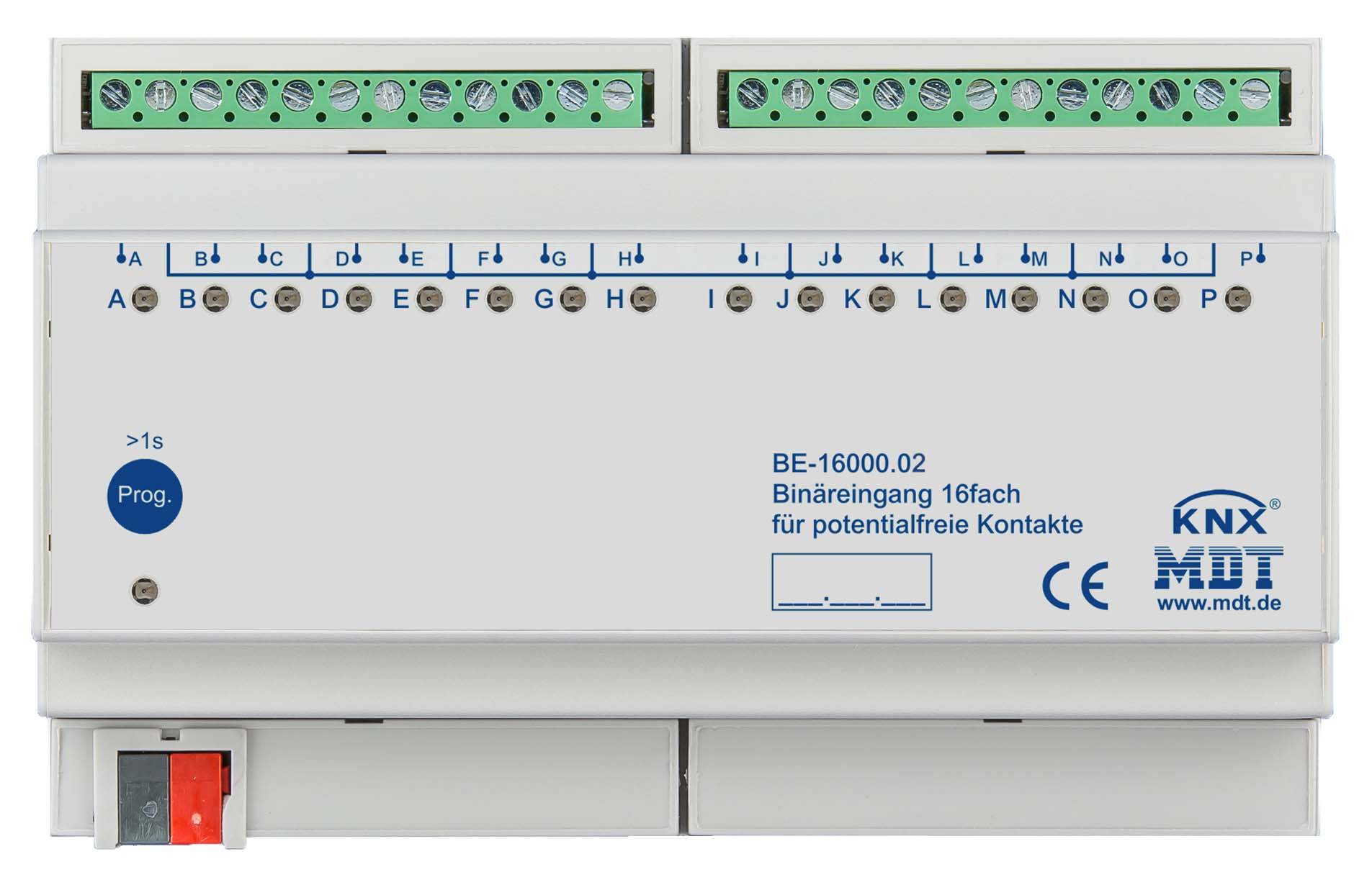 MDT Binäreingang 16-fach 8TE REG Ausführung potentialfrei BE-16000.02