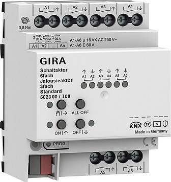 4010337061106 - GIRA 502300 Schalt- Jalousieaktor 6 3f 16A Standard OneKNX REG