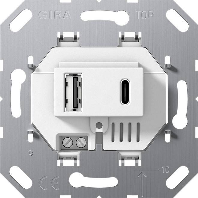 GIRA 234900 USB-Spannungsversorgung 2fach Typ A/C Einsatz Weiß