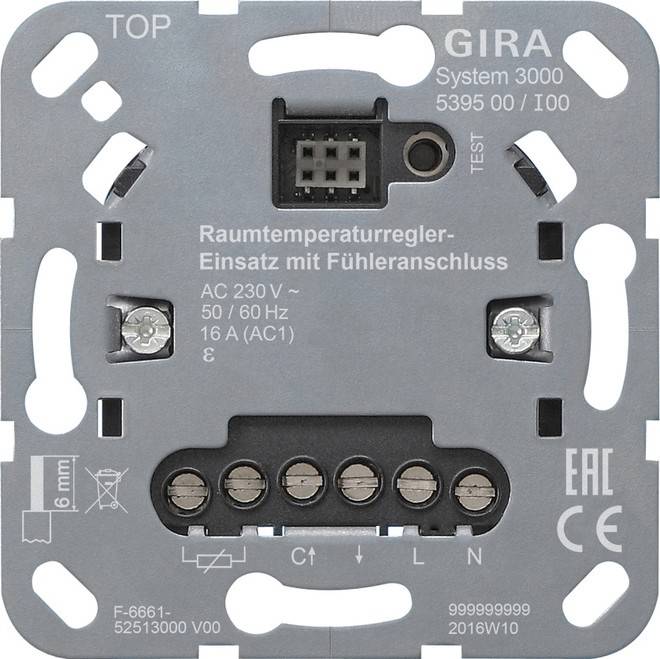 GIRA 539500 S3000 Raumtemperatur- regler-Einsatz+Fühleranschluss Einsatz