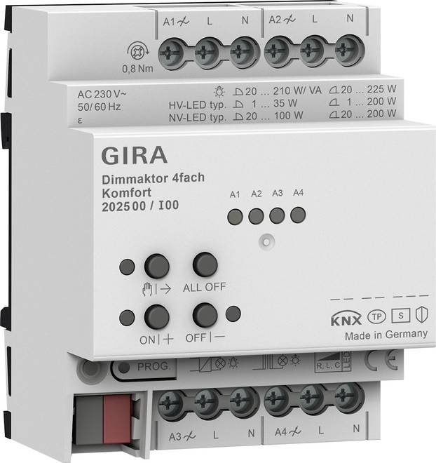 4010337073338 - GIRA 202500 Dimmaktor 4fach REG Komfort KNX Secure