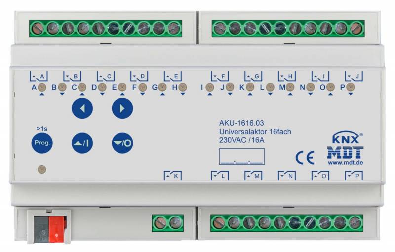 MDT AKU-1616.03 Universalaktor 16fach 8TE REG 16A 230VAC 100F 15EVG