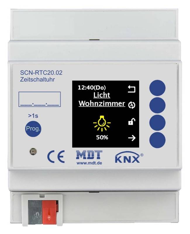 MDT SCN-RTC20.02 Schaltuhr m.20Kanälen u.aktivem Farbdisplay 4TE REG