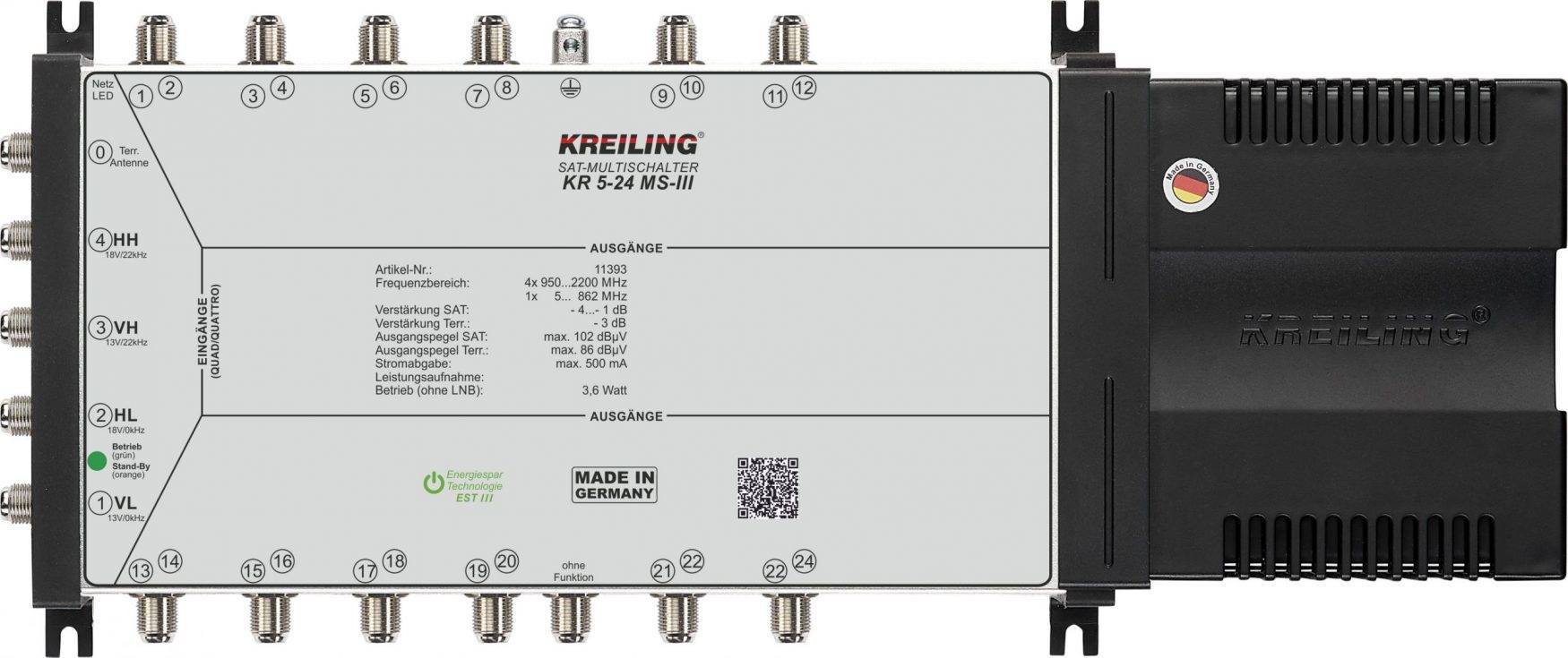 KREI Multischalter KR 5-24 MS-III 24 Teilnehmer,4+1 Eing,terr.aktiv,Netzte