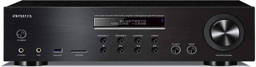 AIWA AMU-120BTBK sw Stereo-Verstärker 2x60W,BT,USB,SD-Steckplatz,MP3,Phono-In