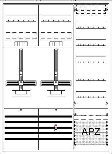 Striebel Komplettschrank mit APZ DA37CG 3-Punkt 1100x800mm 2 Zählerpl.+ 1 Vertf.