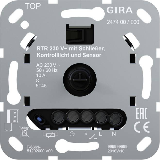 GIRA 247400 Raumtemperaturregler 230V Schließer Kontroll FBH Einsatz