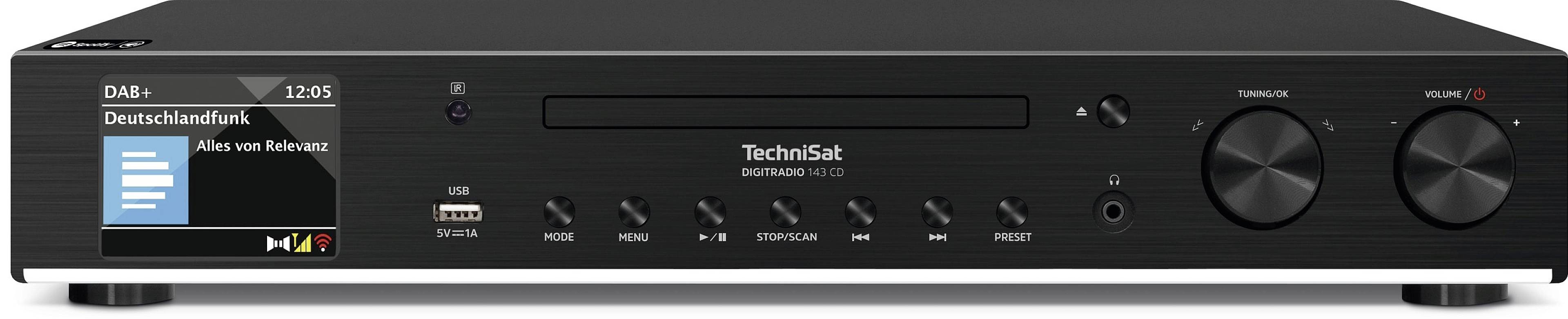 TechniSat DigitRadio 143 CD schwarz DAB+/UKW,Internet,Streaming,43cm Raster