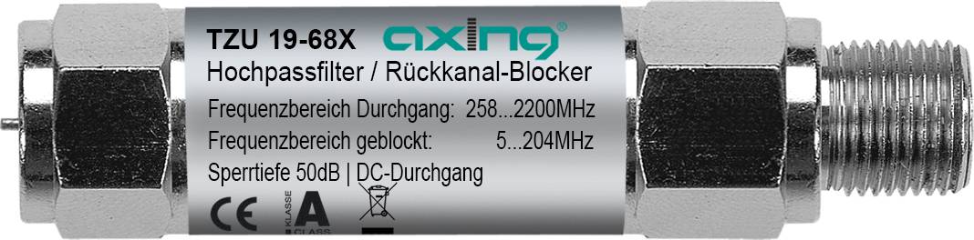 7611682007961 - AXING Hochpassfilter TZU 19-68X Rückkanal-Blocker F-Buchse F-Stecker