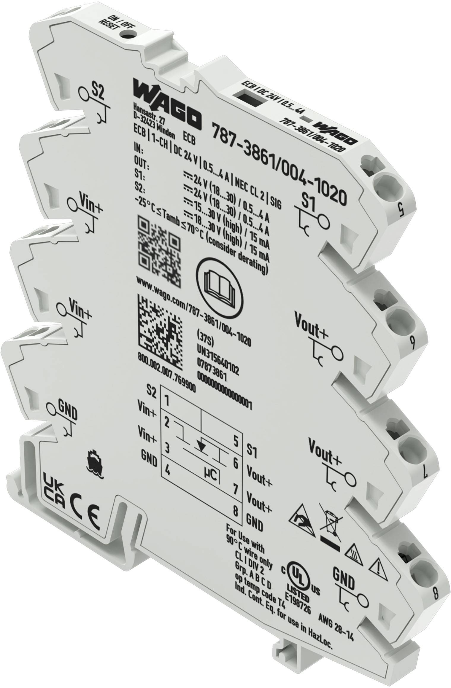 WAGO 787-3861/004-1020 Elektronischer Schutzschalter,1-kanalig