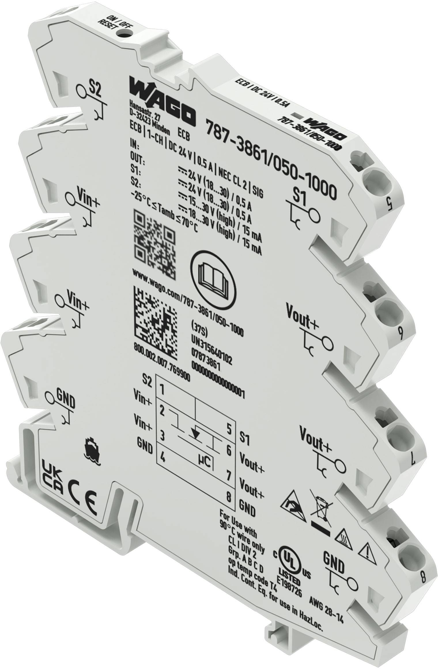 WAGO 787-3861/050-1000 Elektronischer Schutzschalter,1-kanalig