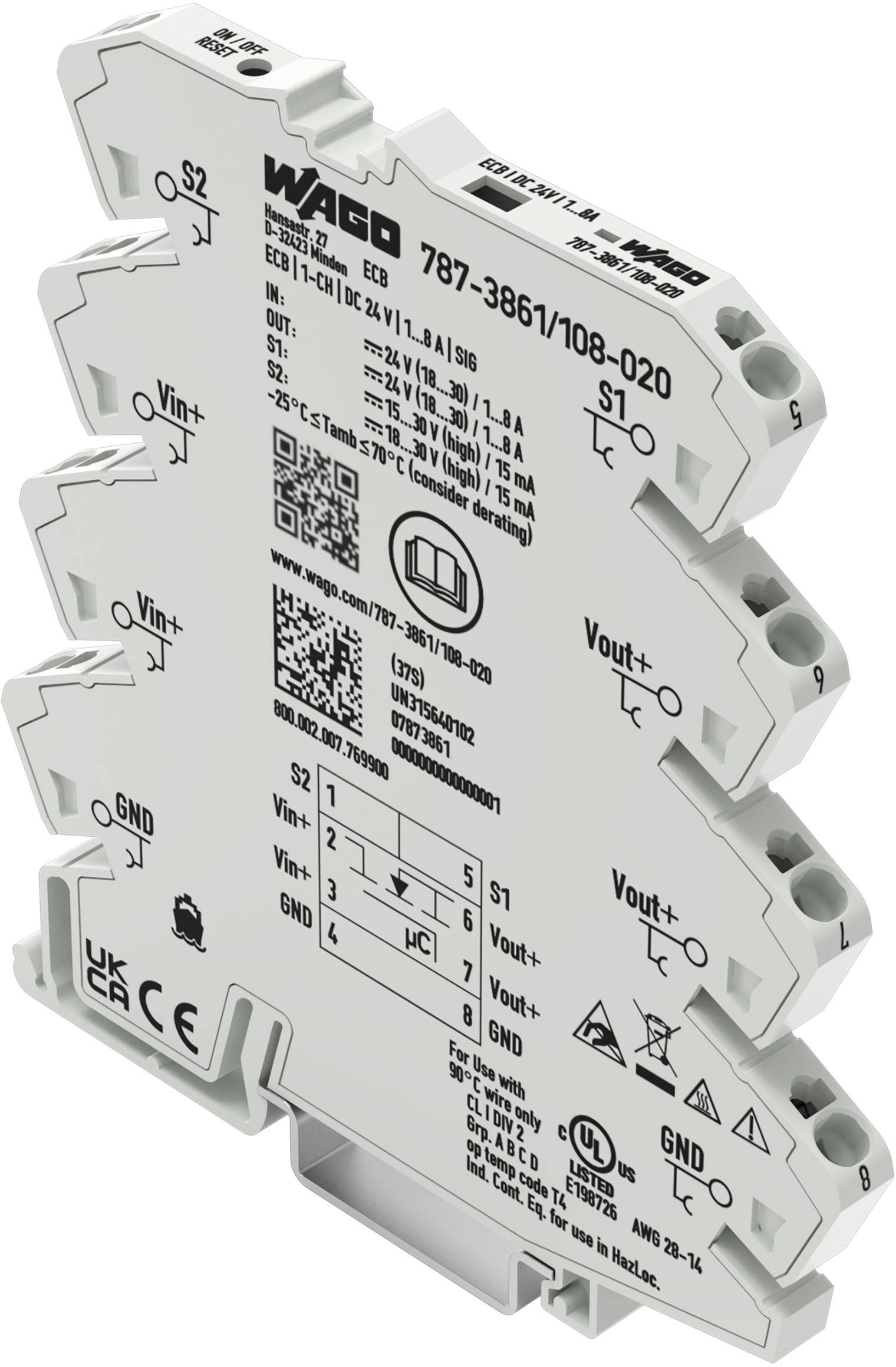 WAGO 787-3861/108-020 Elektronischer Schutzschalter,1-kanalig