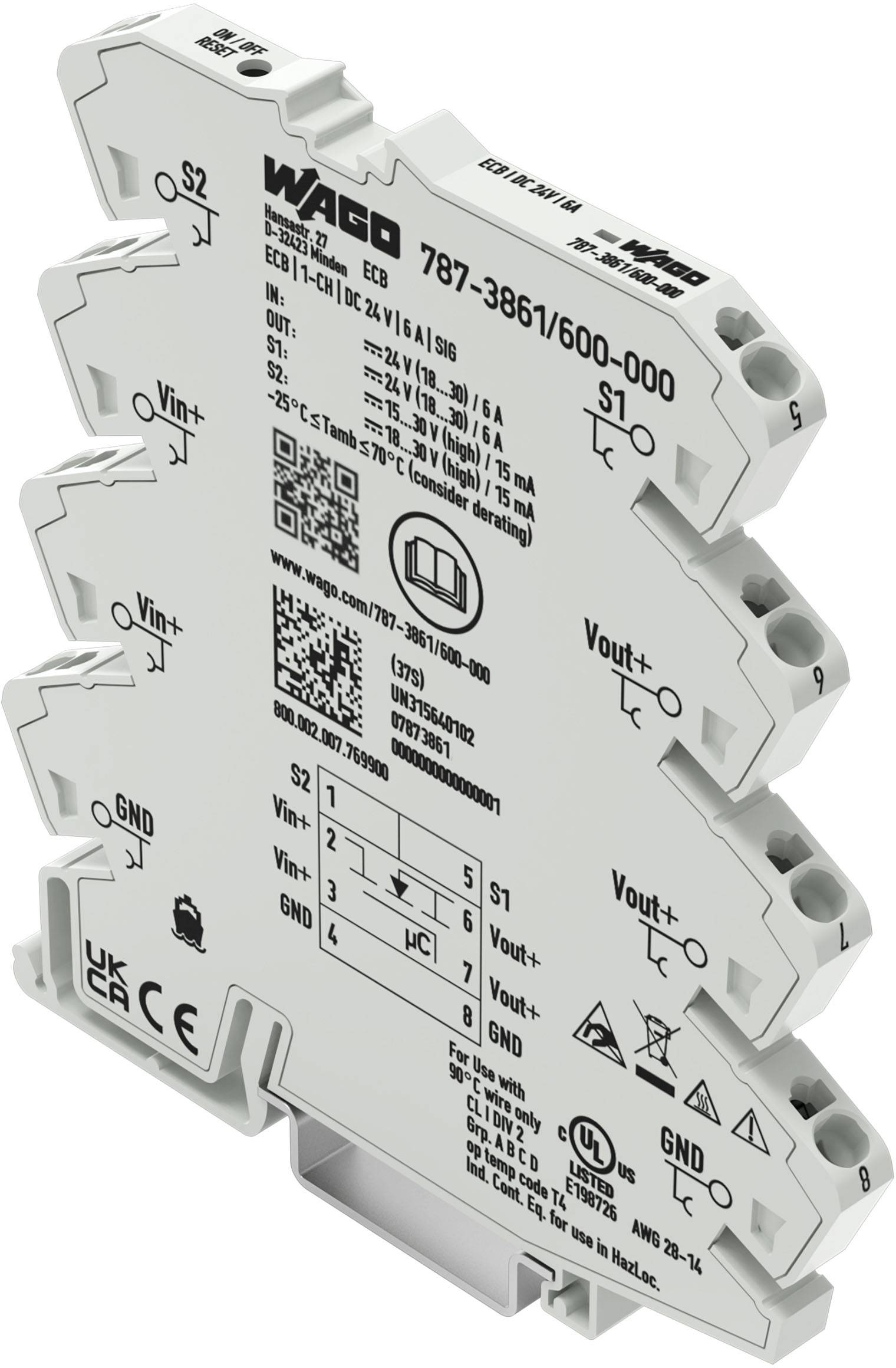 WAGO 787-3861/600-000 Elektronischer Schutzschalter,1-kanalig