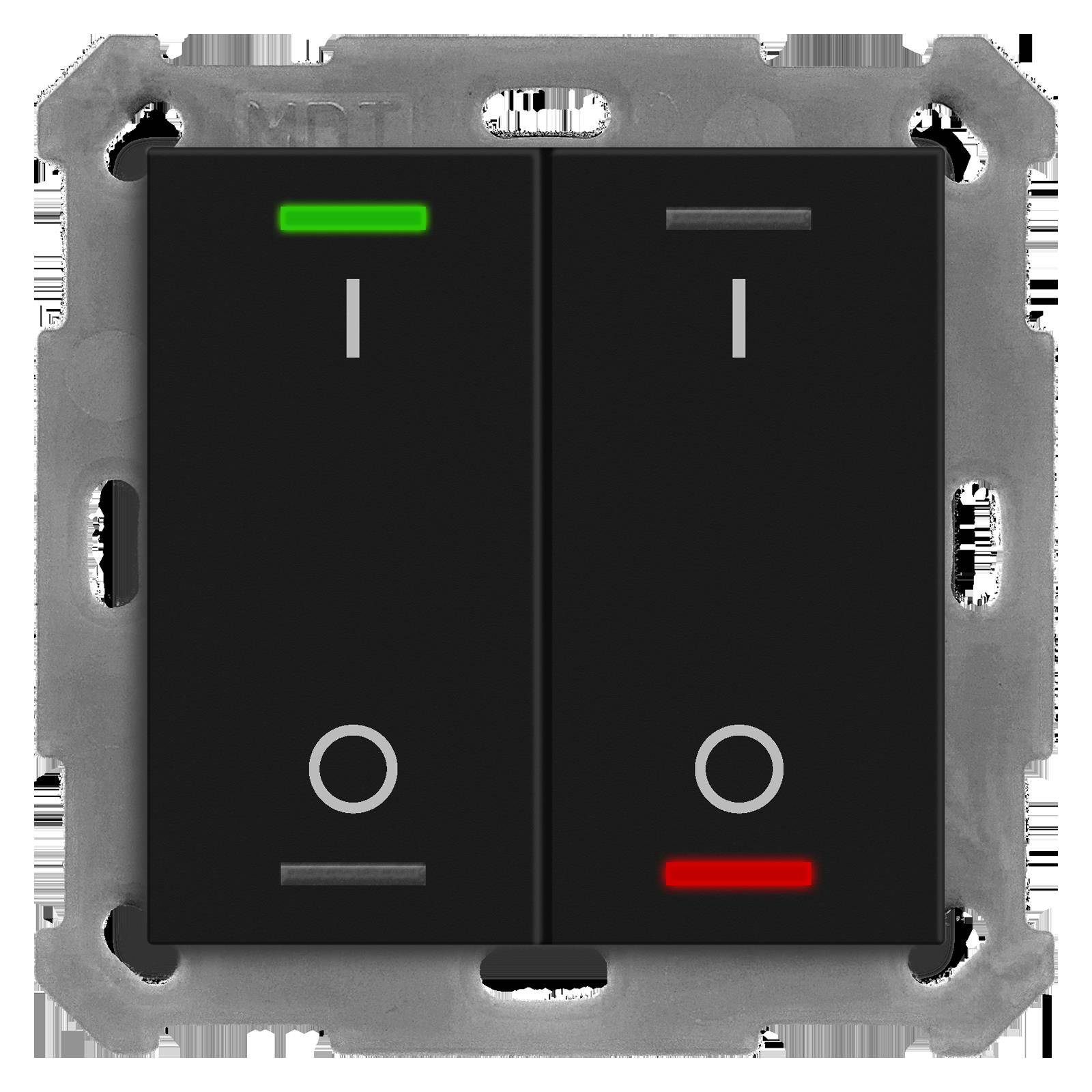 4251916112769 - MDT BE-TAL550206B1 KNX Taster Light 55 2-fach RGBW Schwarz matt Schalten