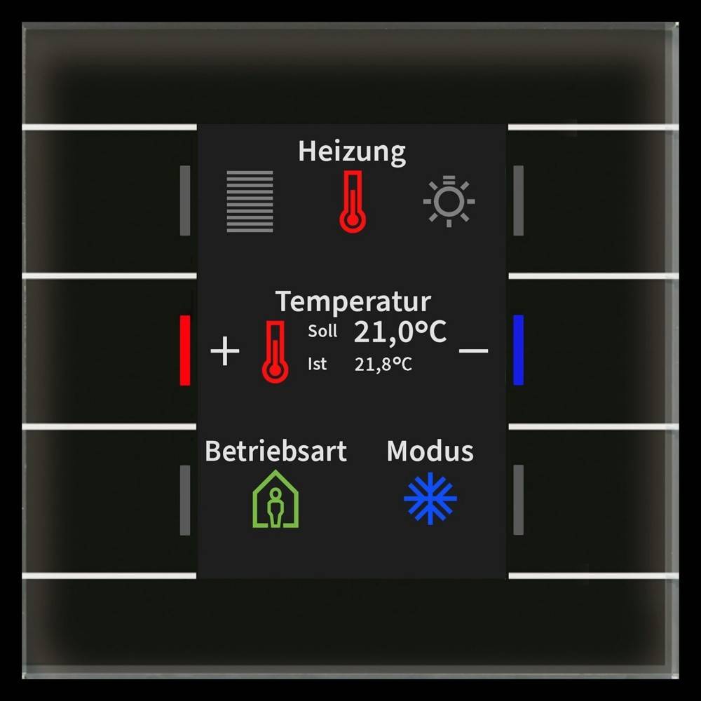 MDT BE-GT2TS.02S KNX Glastaster II Smart mit Farbdisplay und Temperatursensor sw