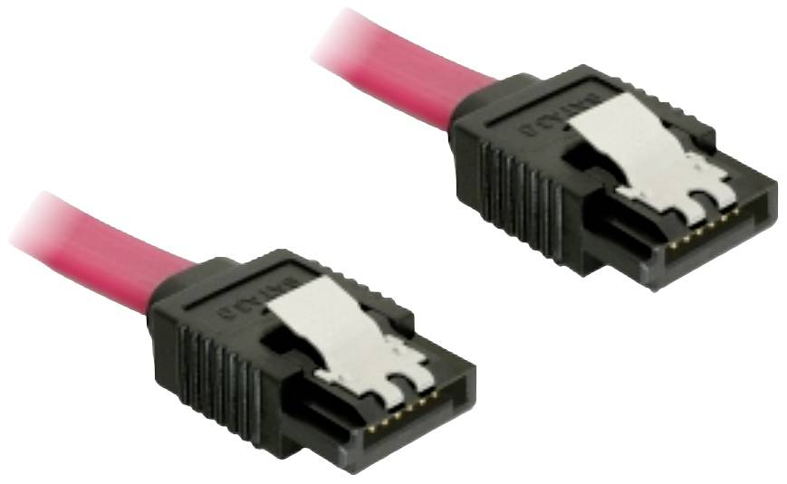 DELOCK SATA-Kabel SATA III -> SATA St/St 0.20m rot Clips - 82675