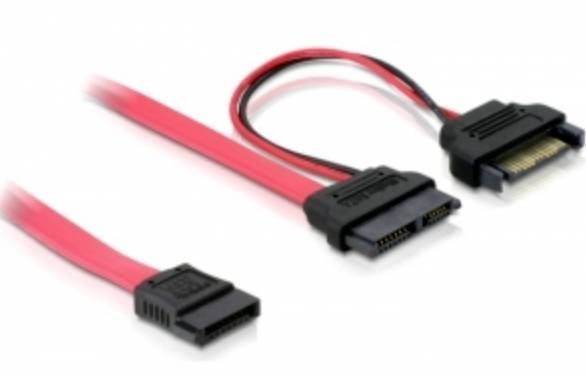 DELOCK SATA-Kabel Slim 13pin -> SATA 7pin +SATA 15pin 0.50m - 84418