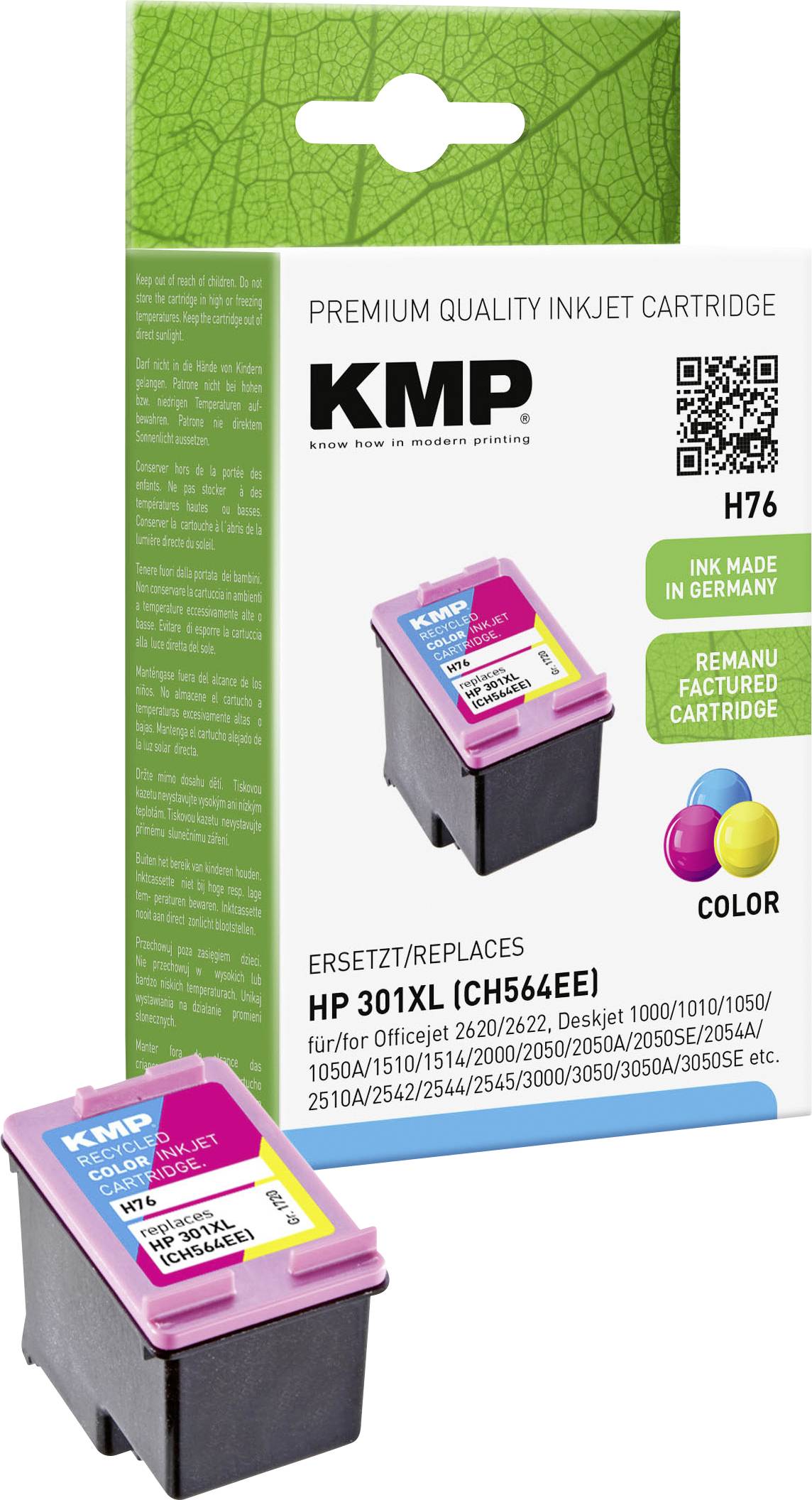 KMP Patrone HP CH564EE Nr.301XL color 350 S. H76 refilled - 1720,4030