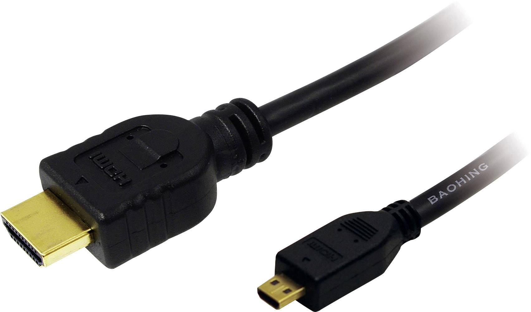 Logilink HDMI-Kabel Ethernet A -> micro D St/St 1.00m bk - CH0030