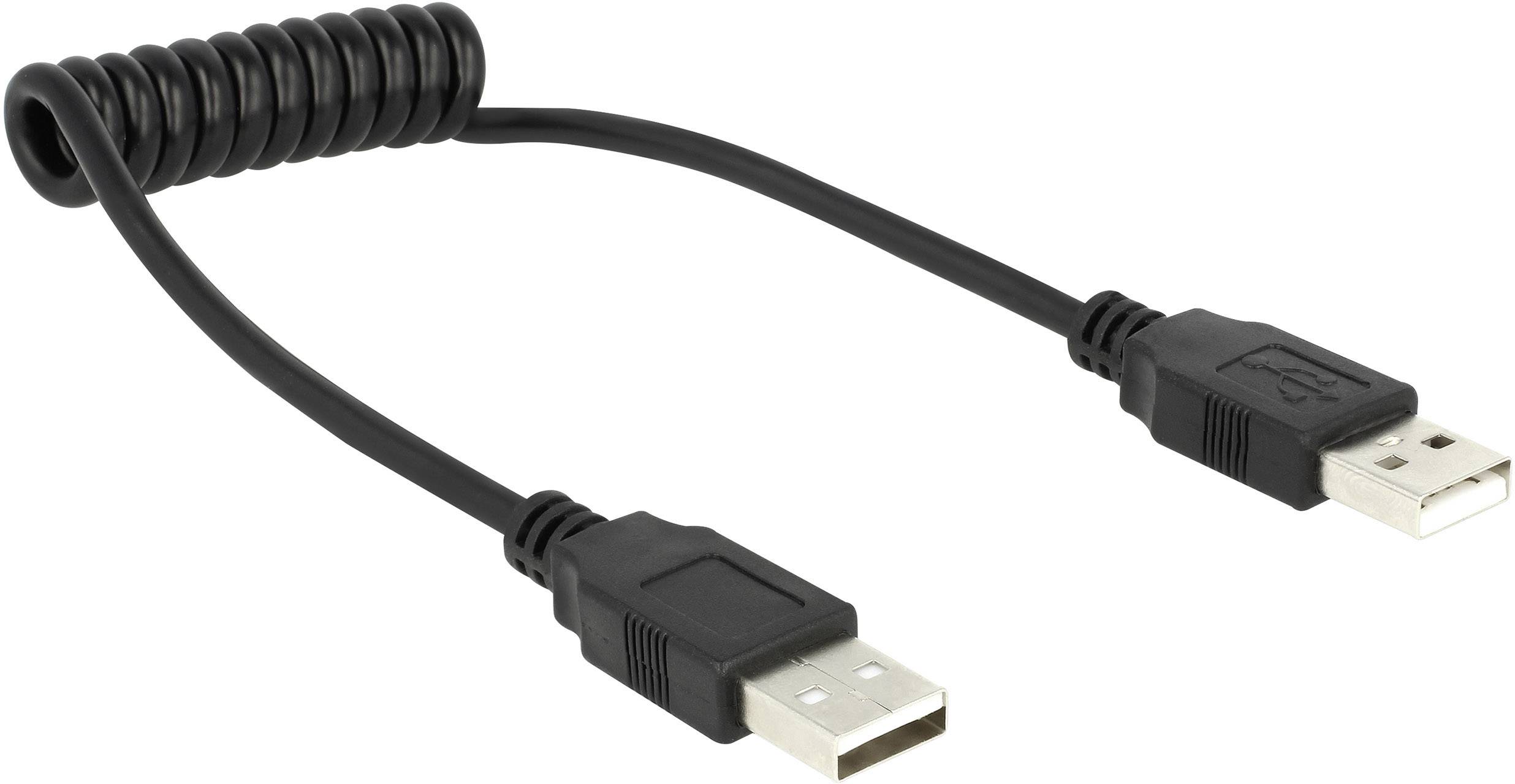 DELOCK USB Kabel A -> A St/St 0.20m-0.60m Spiral sw - 83239