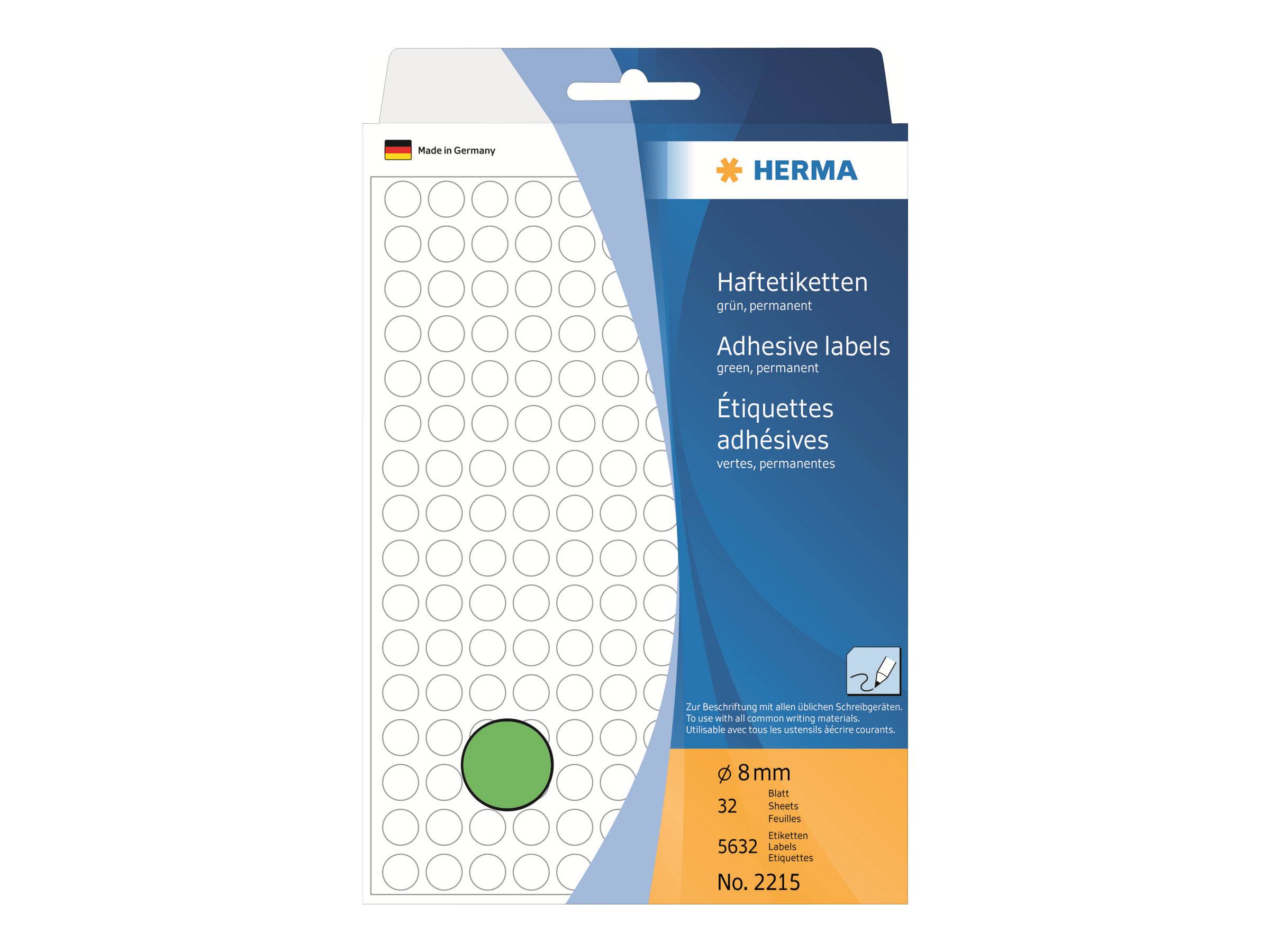 HERMA Vielzwecketiketten grün 8 mm rund Papier 5632 St. - 2215