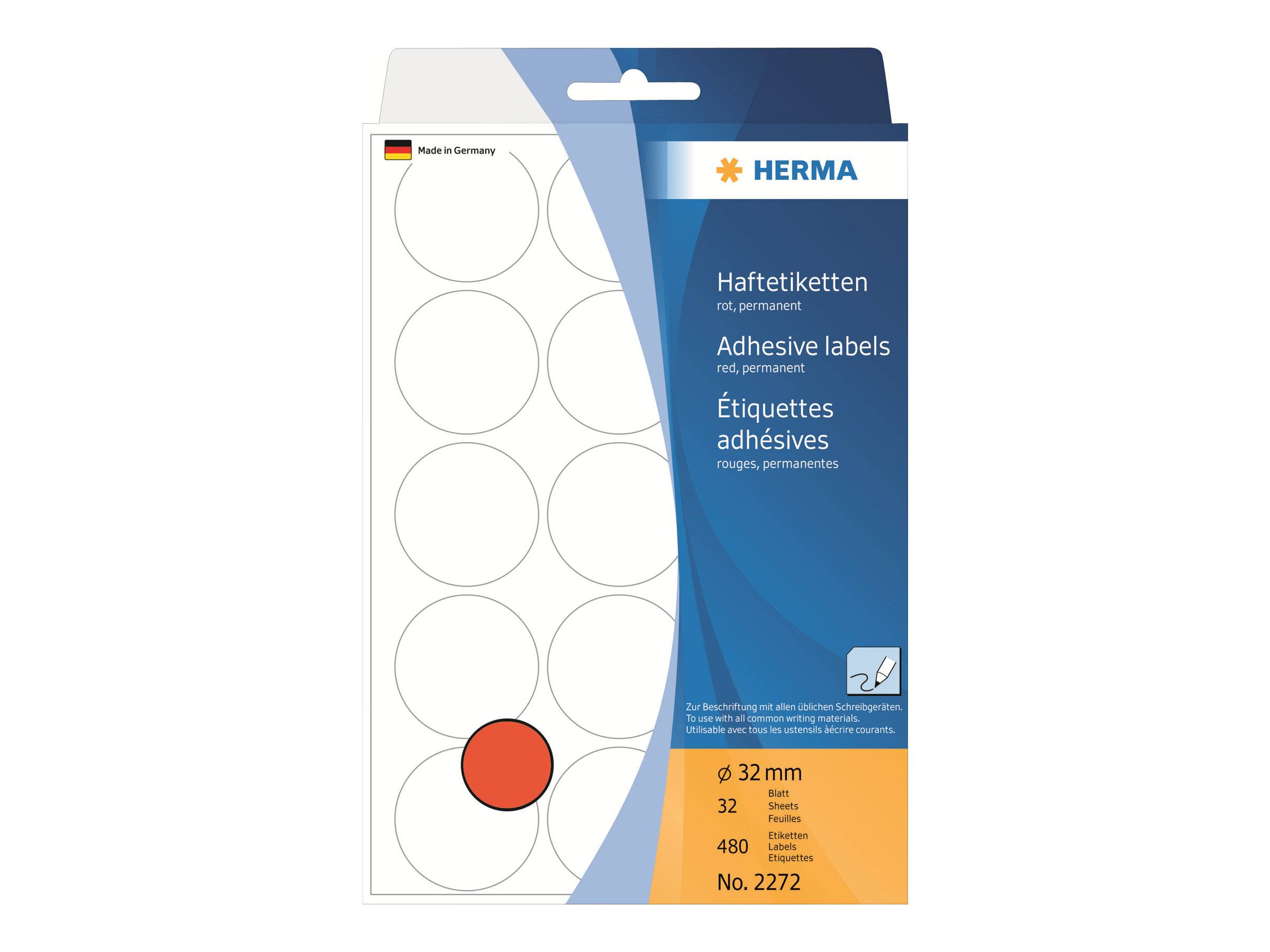 HERMA Vielzwecketiketten rot 32 mm rund Papier 480 St. - 2272