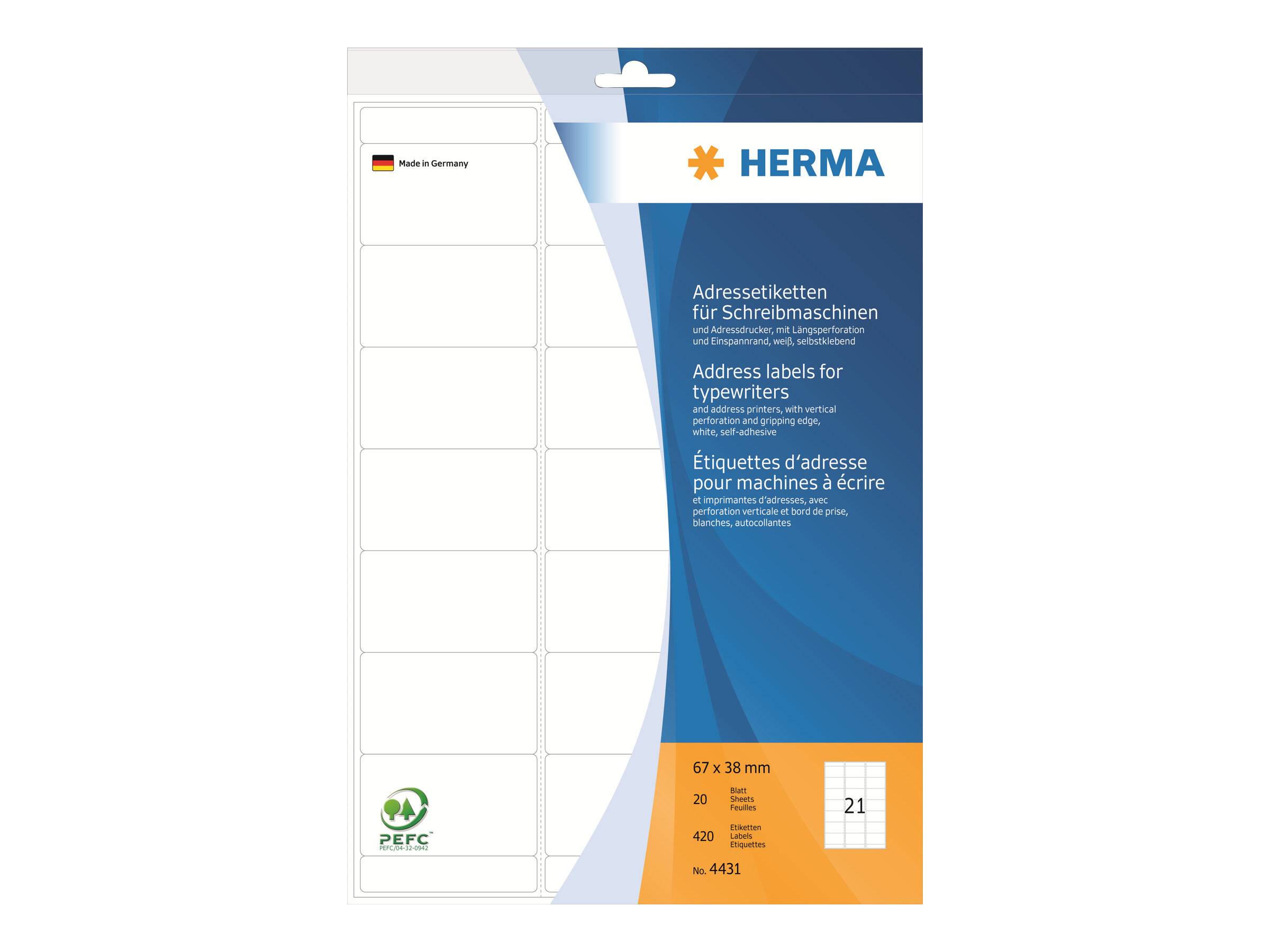 HERMA Adressetik. 67x38 mm Papier matt Ecken rund 420 St. - 4431