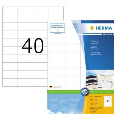 HERMA Etik. Premium A4 weiß 48,5x25,4 mm Papier 4000 St. - 4474