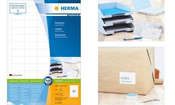 HERMA Etiketten A4 weiß 52,5x29,7 mm Papier matt 8000 St. - 4610