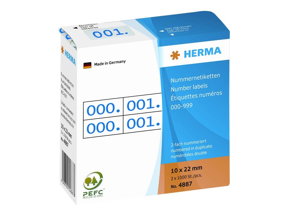 HERMA Nummernetik. doppelt selbstkl. 10x22 mm Aufdruck blau - 4887