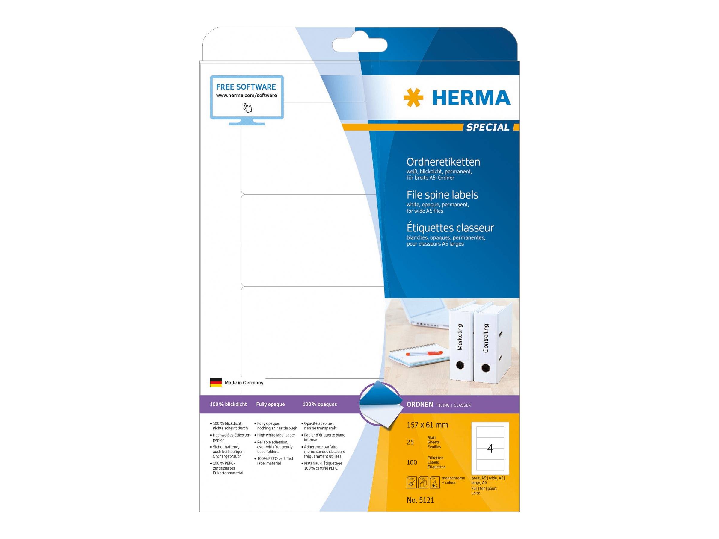 HERMA Ordneretiketten A4 weiß 157x61 mm Papier opak 100 St.