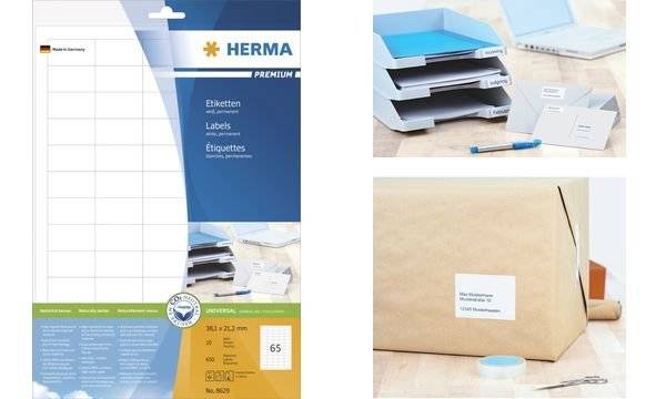 HERMA Etiketten Premium A4 weiß 210x148 mm Papier 20 St. - 8636