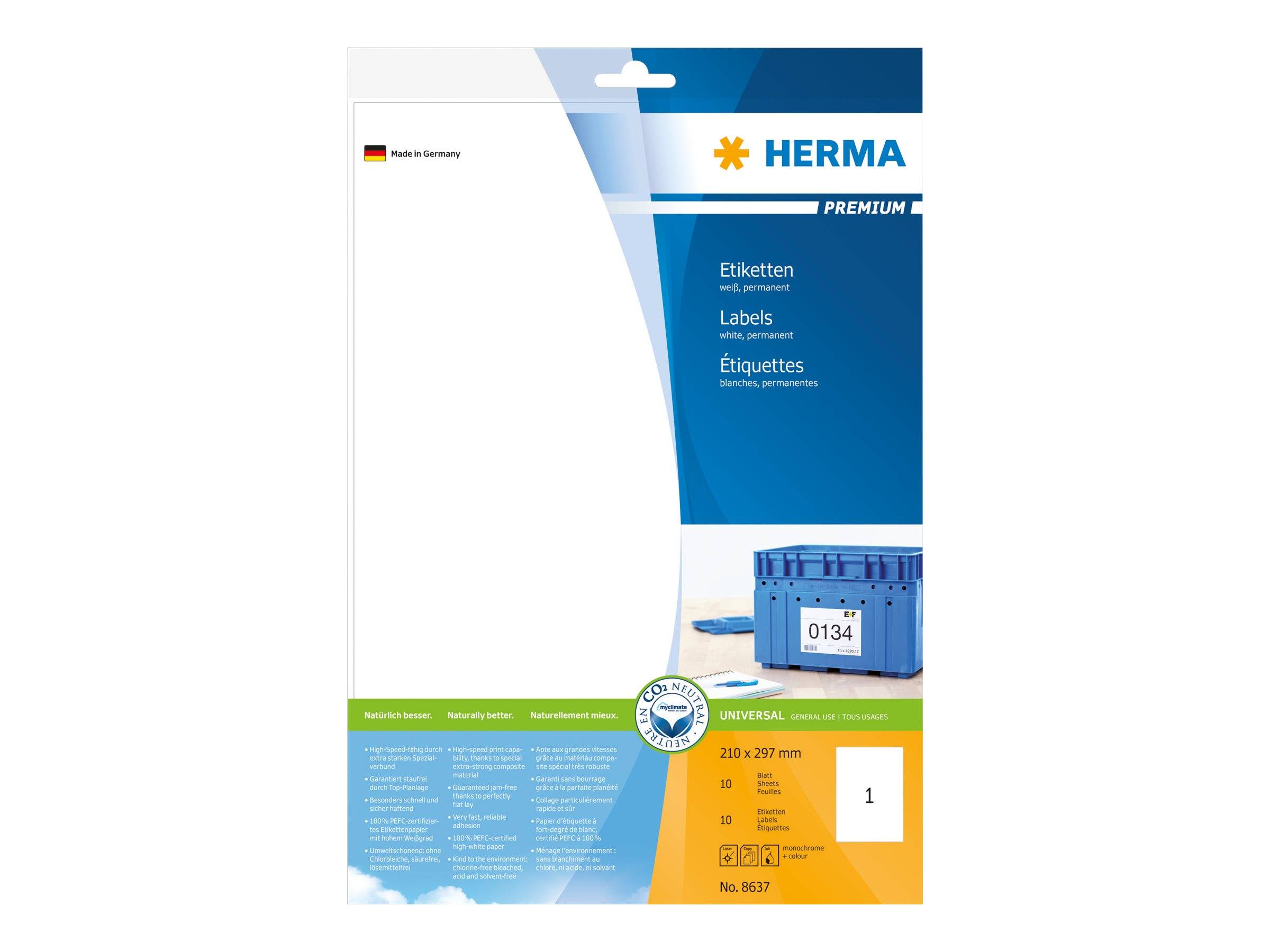 HERMA Etiketten Premium A4 weiß 210x297 mm Papier 10 St. - 8637