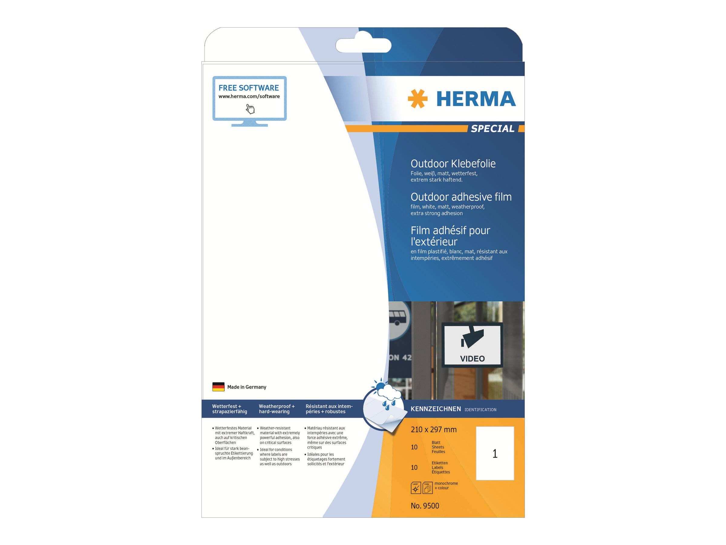 HERMA Etik. A4 Outdoor Klebefolie weiß 210x297 mm 10 St. - 9500