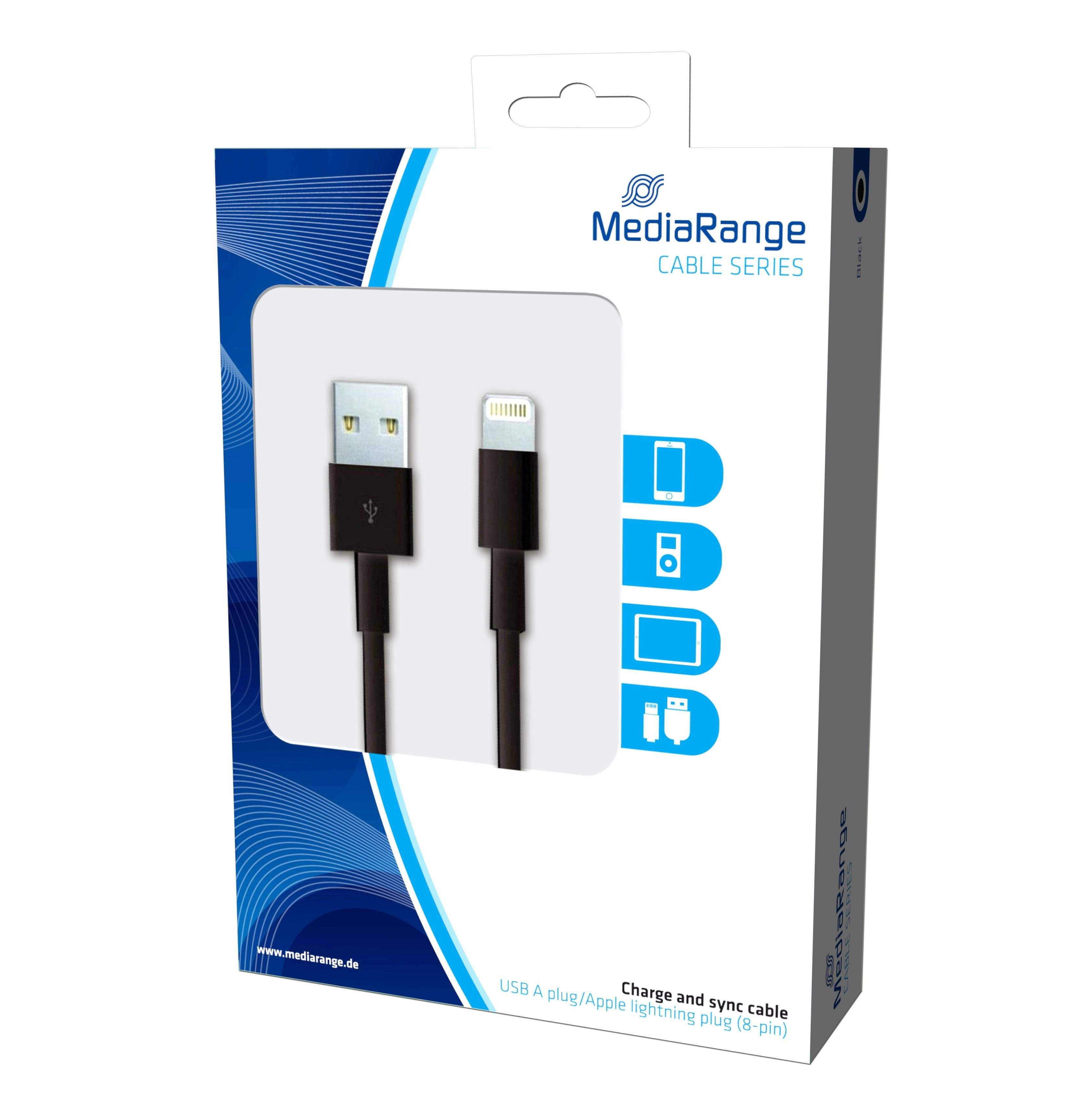 MediaRange Lade- u. Datenkabel USB 2.0 auf Lightning 1m sw - MRCS137