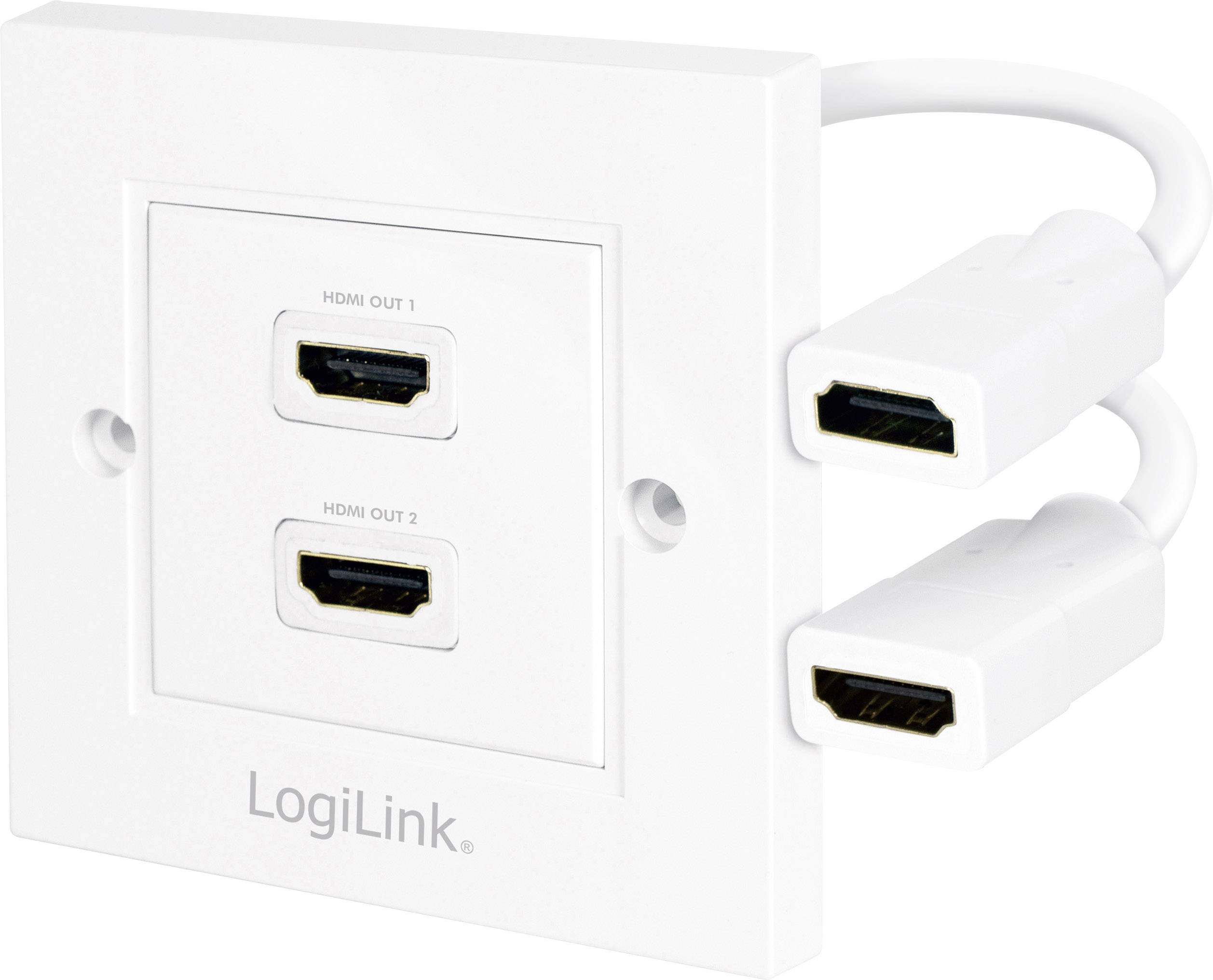 LogiLink HDMI Adapter, wall socket, 2-port, white - AH0015