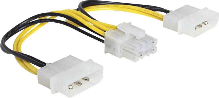 DELOCK Stromkabel 8pin EPS -> 2x 4pin Molex Bu/St 0.15m, 83410 (BILD1)