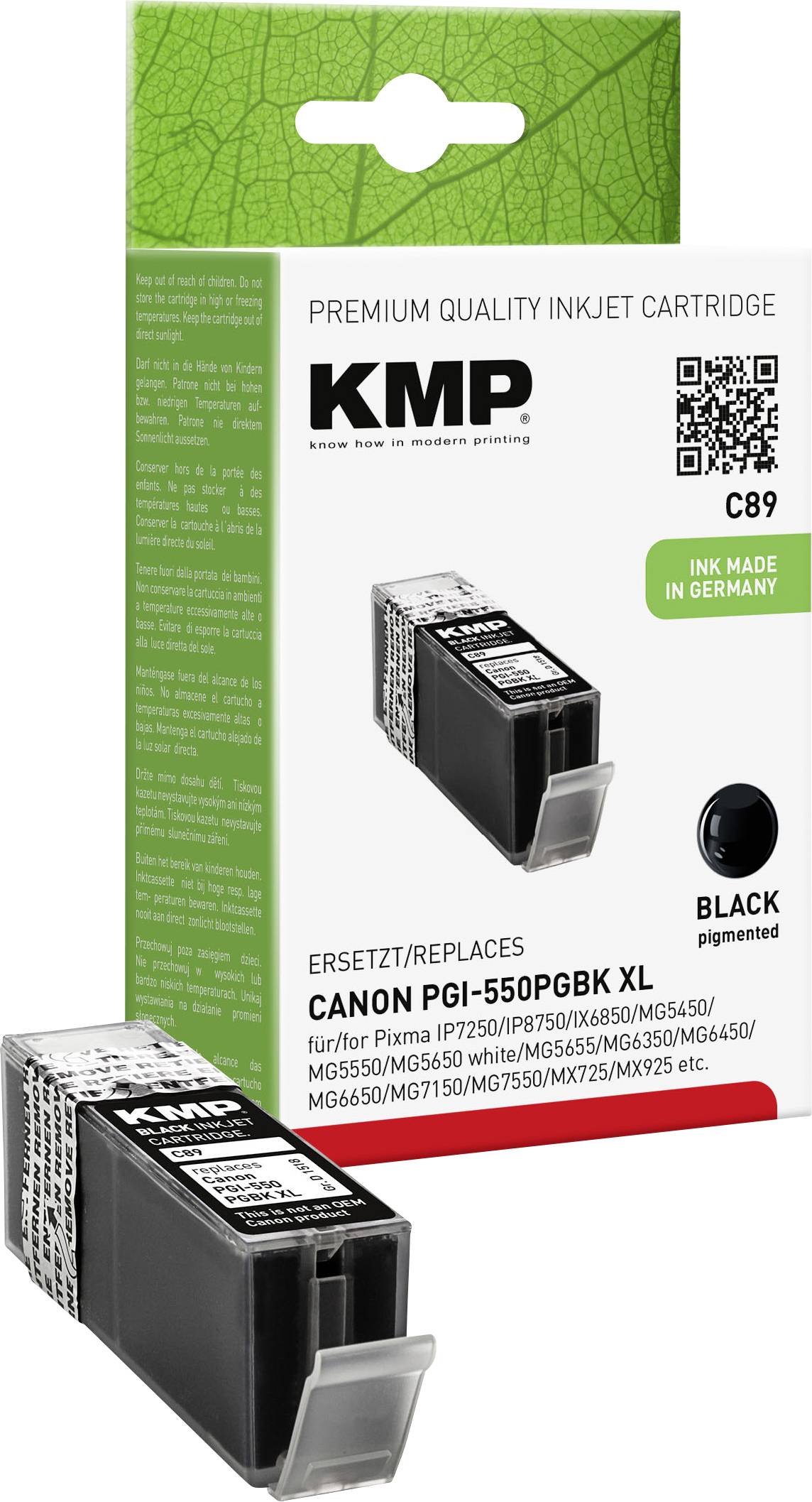 KMP Patrone Canon PGI-550PGBK XL black 500 S. C89 kompatibel - 1518,0001