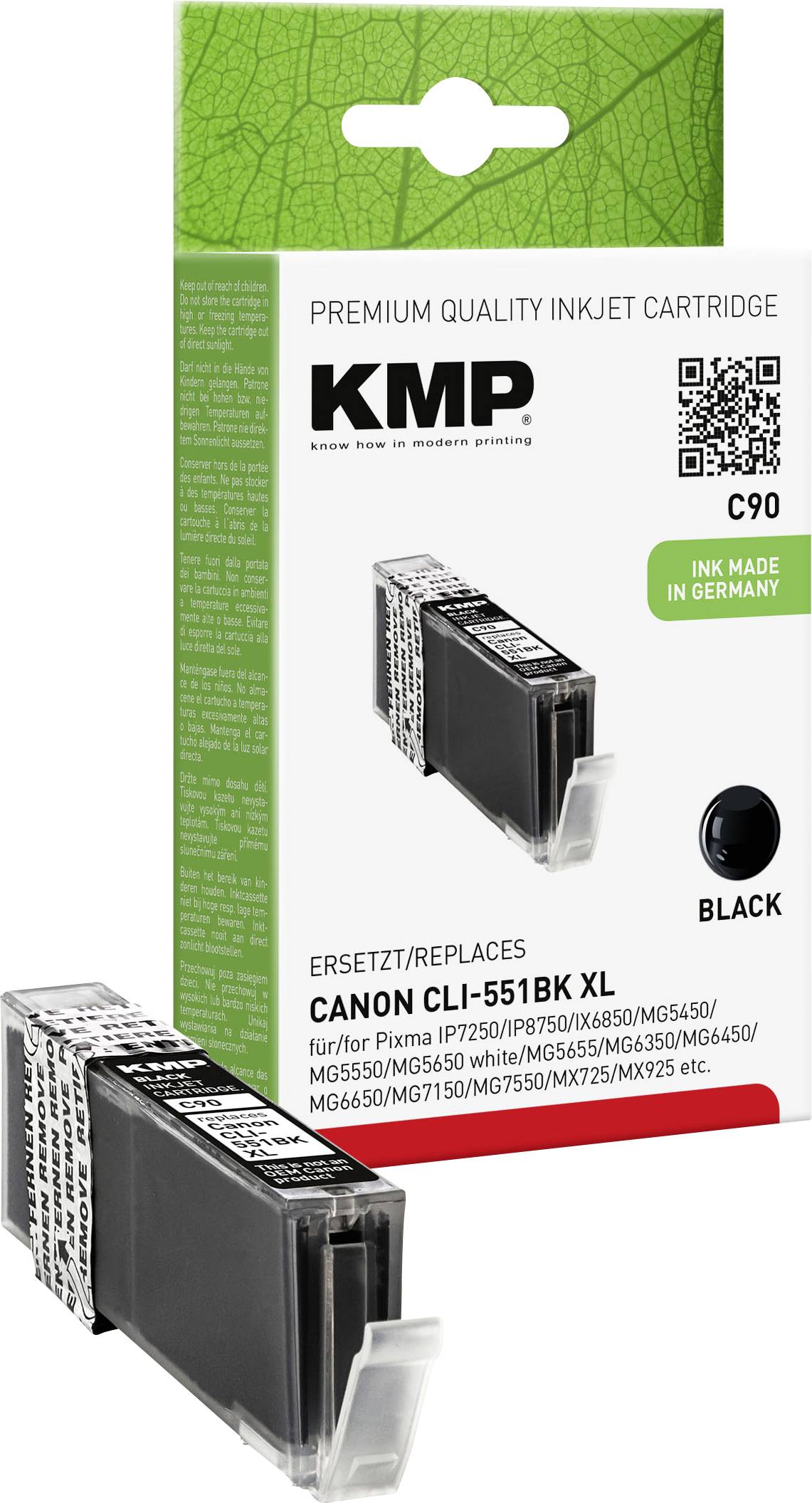 KMP Patrone Canon CLI-551BK XL black 5400 Seiten C90 kompatibel - 1520,0001