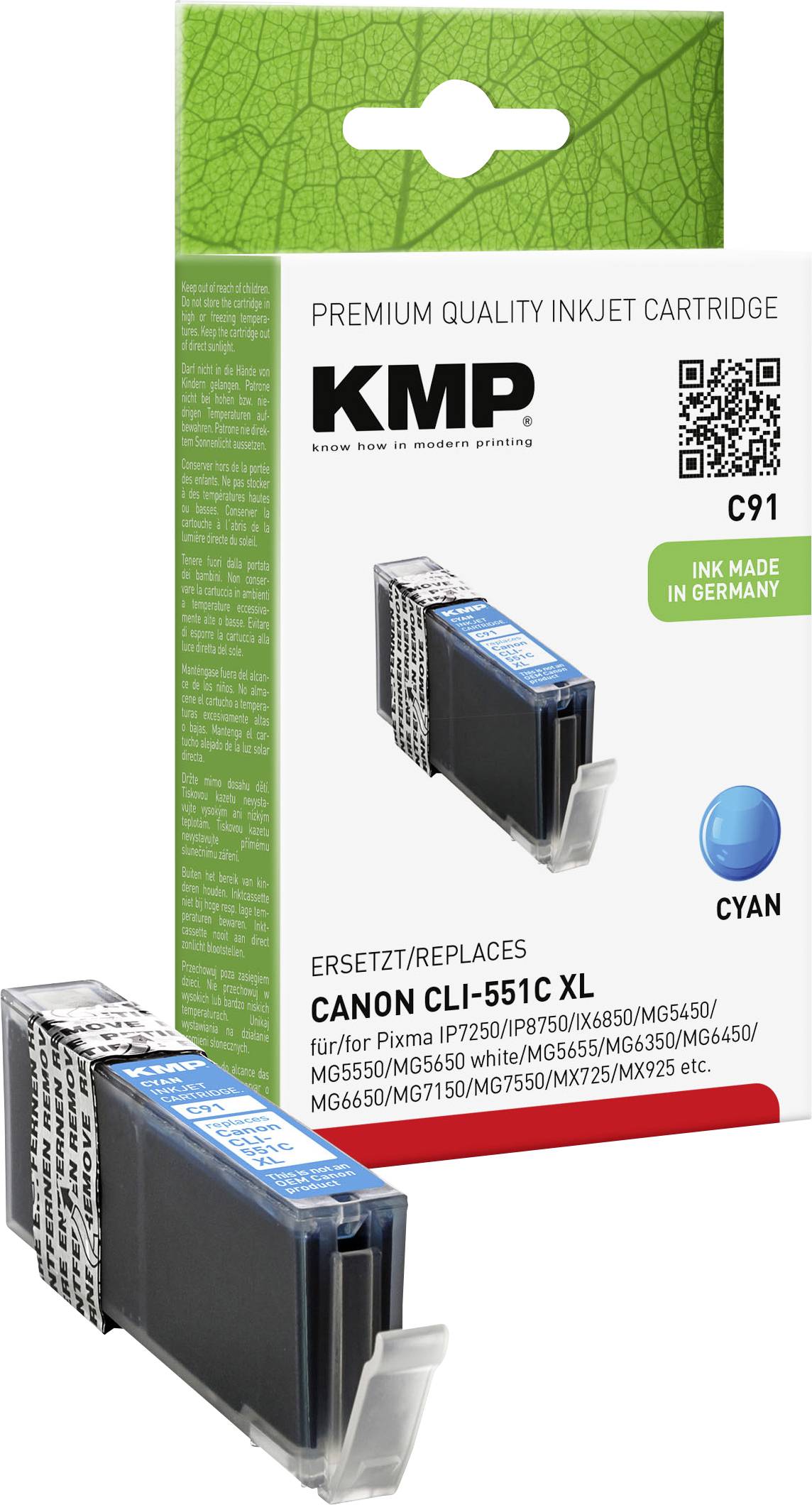 KMP Patrone Canon CLI-551C XL cyan 715 S. C91 kompatibel