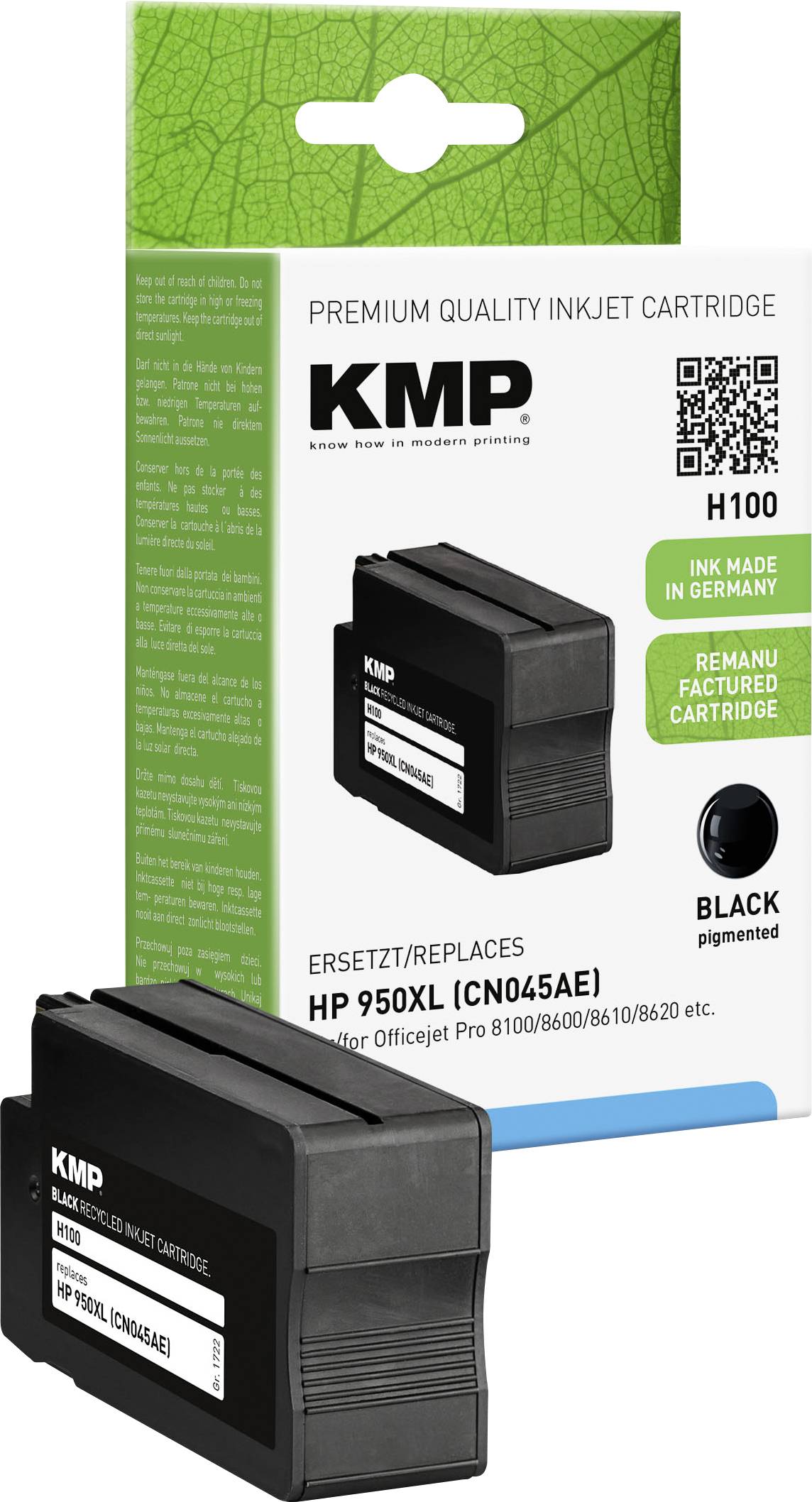 KMP Patrone HP CN045AE NR.950XL black 2300 S. H100 refilled