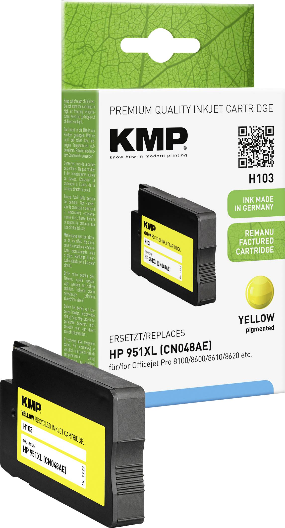 KMP Patrone HP CN046AE NR.951XL yellow 1500 S. H103 refilled - 1723,4009