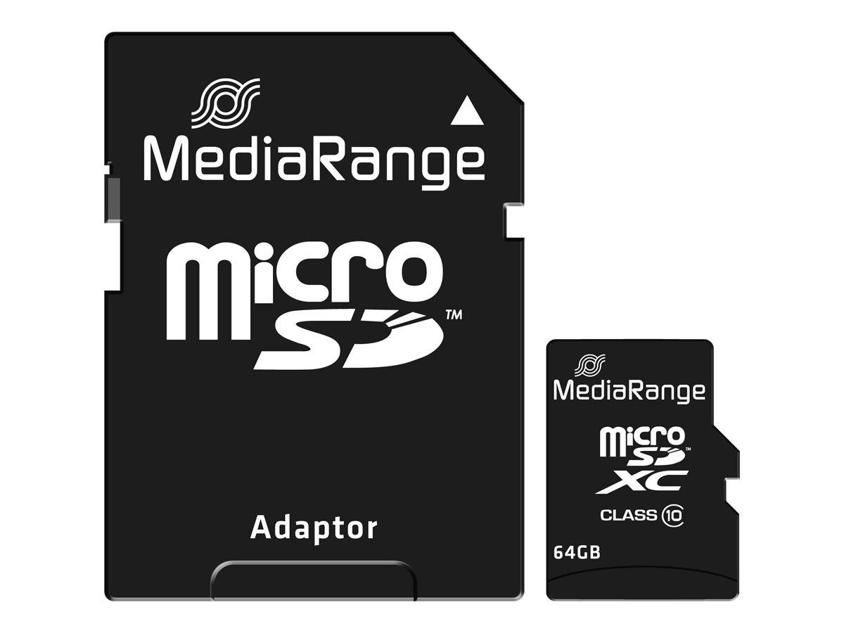 MediaRange SD MicroSD Card 64GB SD CL.10 inkl. Adapter - MR955