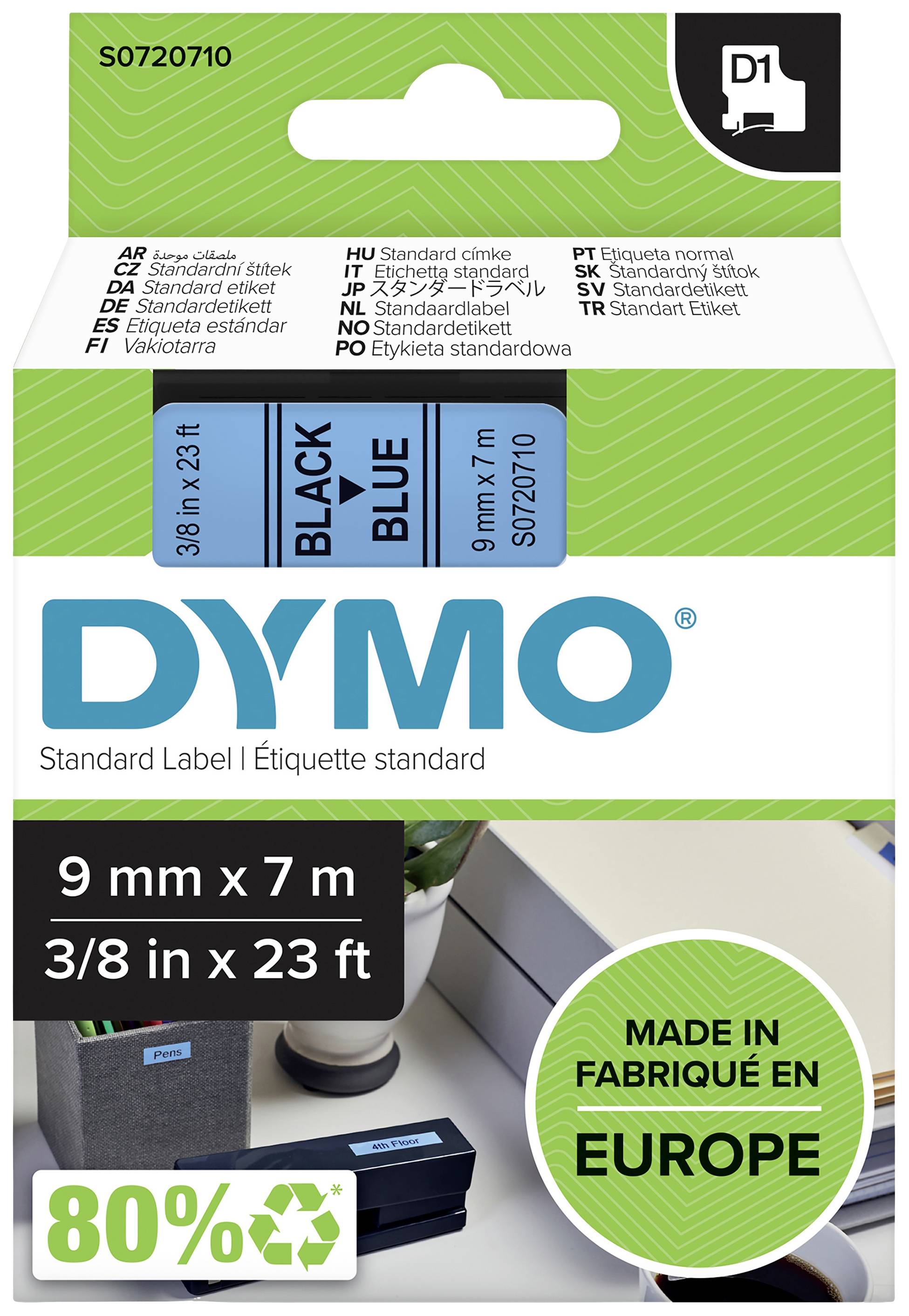 DYMO D1 Schriftband 9mmx7.0m schwarz->blau - S0720710