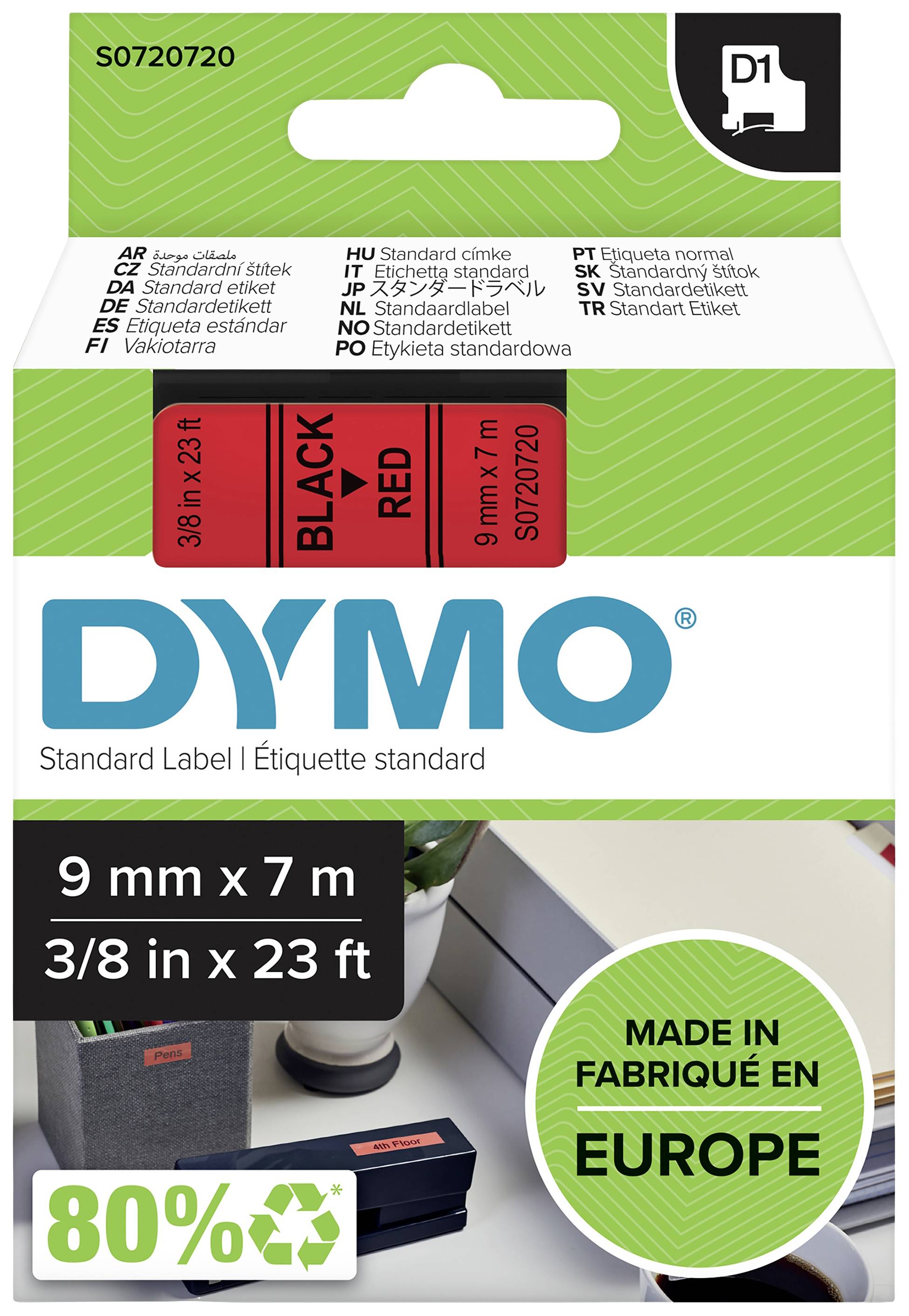 DYMO D1 Schriftband 9mmx7.0m schwarz->rot - S0720720